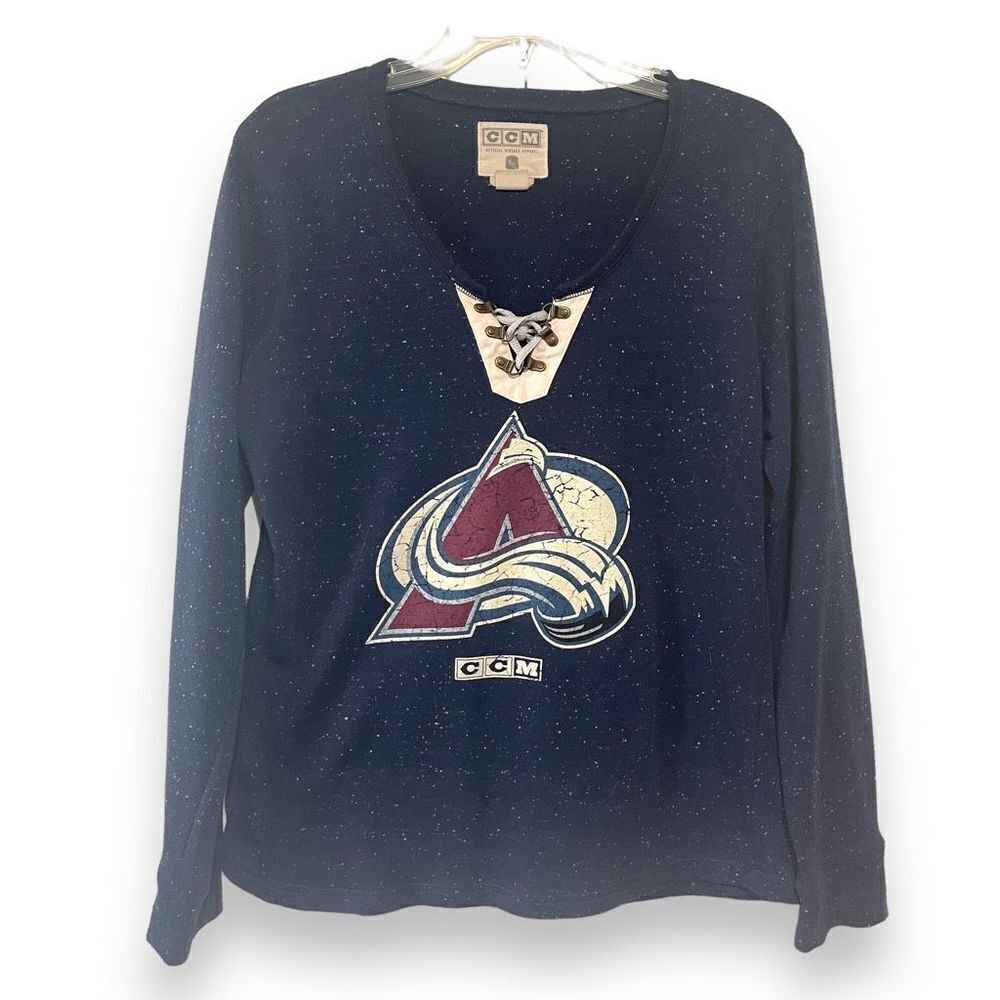 CCM Women's Official Vintage Apparel Colorado Avalanche Lace-Up‎ Sweatshirt XL